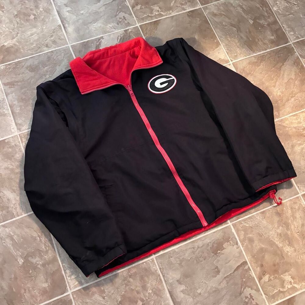 Vtg 90s Reversible Georgia Bulldogs windbrekaer zipup jacket, size M, no flaws!